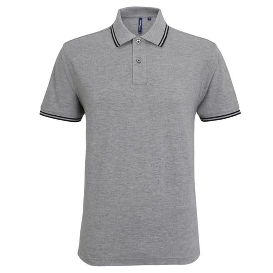 Asquith & Fox Mens Classic Fit Tipped Polo Shirt (Heather Grey/Black)