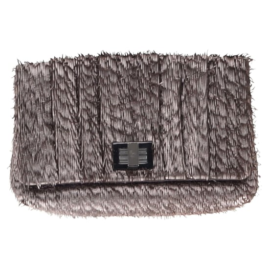 Anya Hindmarch Rosalyn Fringed Clutch Bag aus metallisch grauem Leder - Image 1