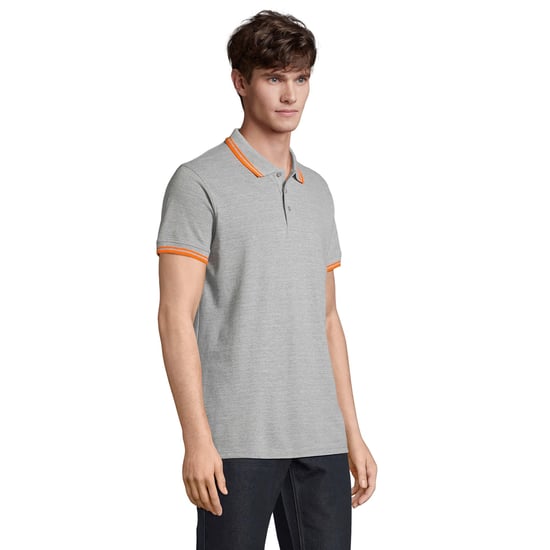 SOLS - "Pasadena" Poloshirt für Herren (Grau meliert/Orange) - Image 3
