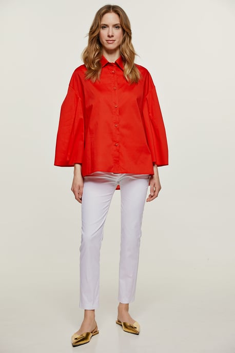 Rote Bluse mit weiten Ärmeln - Image 3
