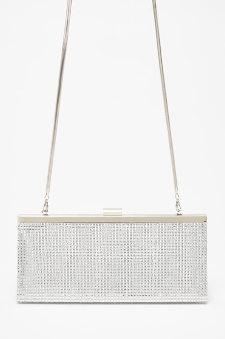 Silver Diamante Clutch Bag