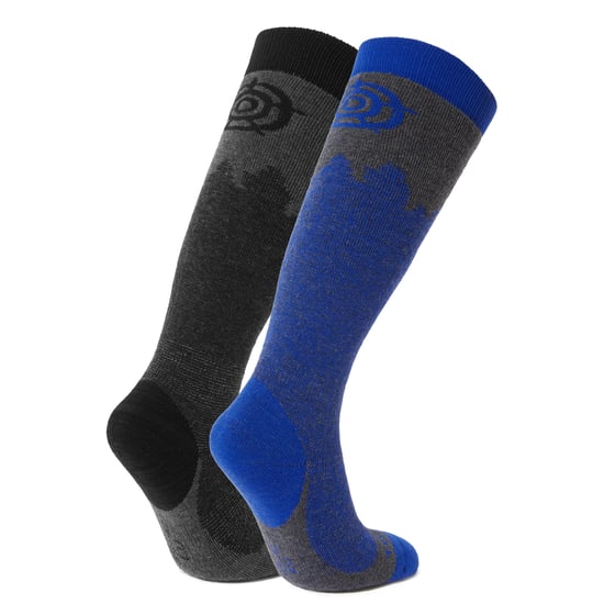 Aprica 2 Pack Mens Ski Sock Black/Royal Blue