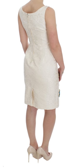 Dolce & Gabbana Damen Kleid aus weißem Brokat mit Kristallen - Image 4