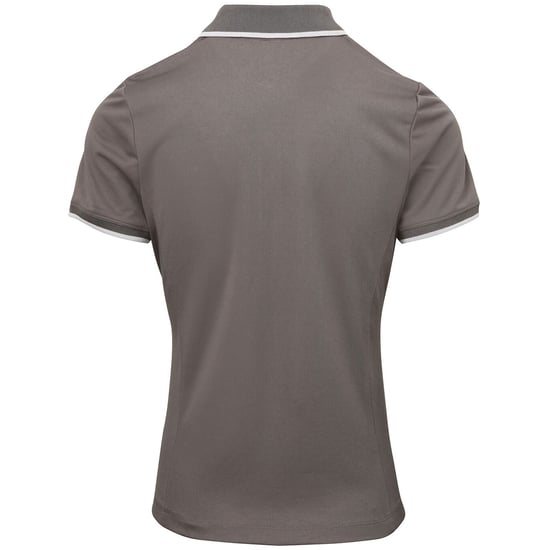 Premier Womens/Ladies Contrast Coolchecker Polo Shirt (Dunkelgrau/Silber) - Image 2