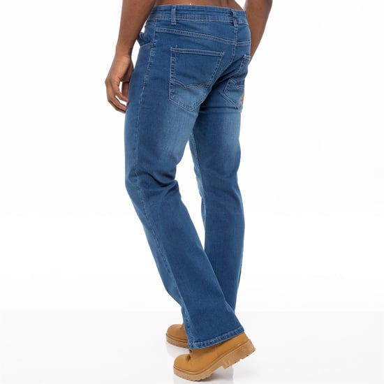 Enzo Mens Bootcut Stretch Denim Jeans