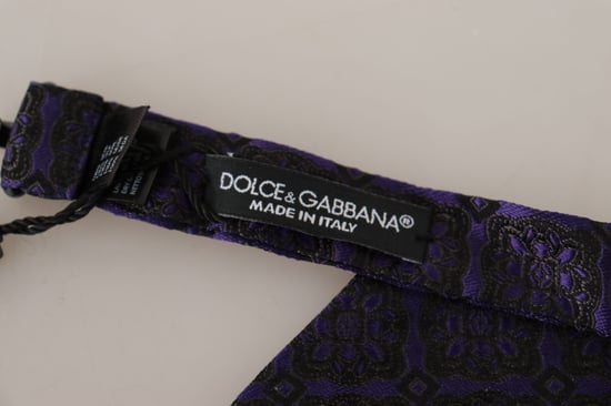 Dolce & Gabbana Blue Geometric Silk Adjustable Neck Papillon Men's Tie