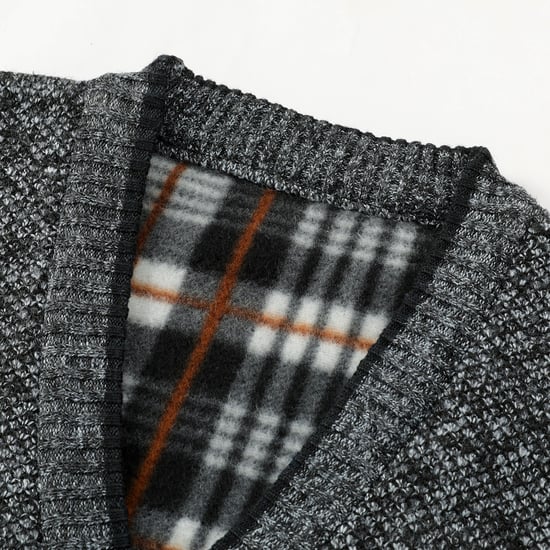 Herren Strickjacke mit Zwei Taschen Knopf Stehkragen Strickjacke für den Winter Dunkelgrau - Image 4