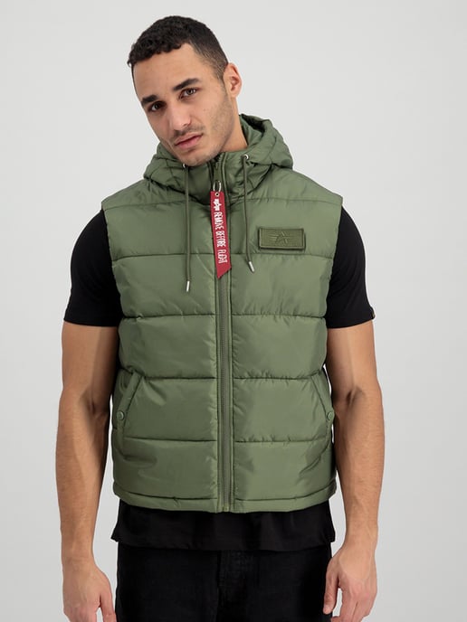 Alpha Industries Hooded Puffer Vest FD Green