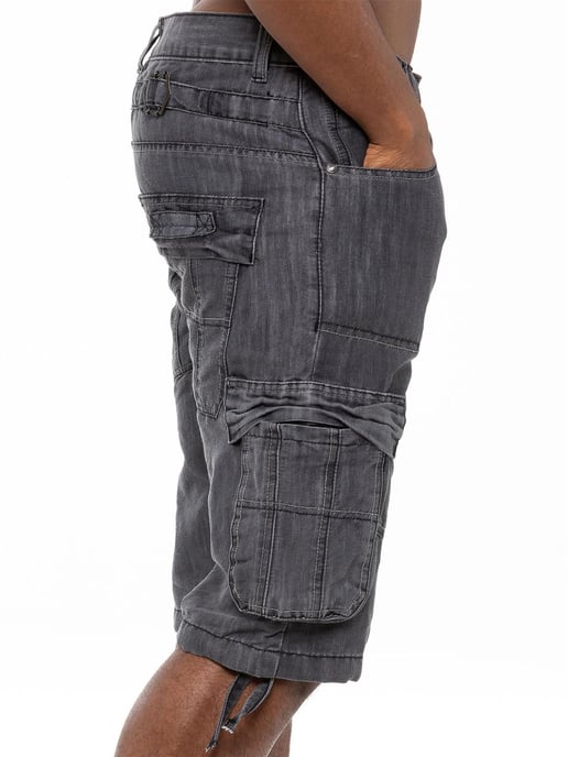 Enzo Herren Cargo Combat Denim Shorts - Image 3