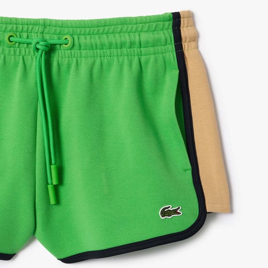 Women's Lacoste Contrast Panel Piqué Shorts in Green