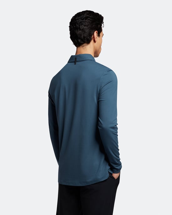 Lyle & Scott Langärmeliges Poloshirt mit verdecktem Knopf in Navy - Image 3