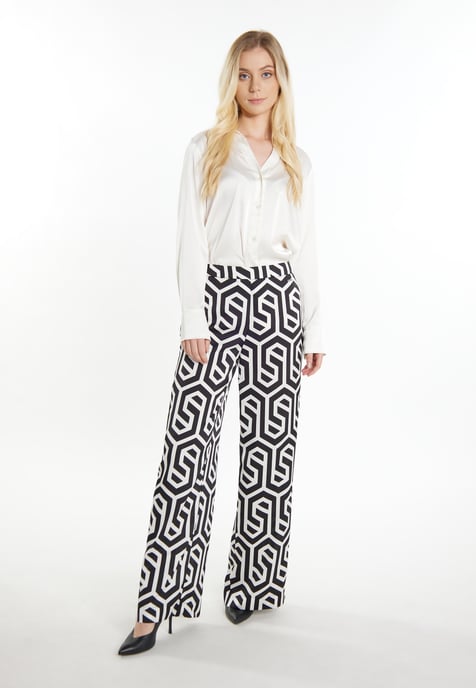 Dreimaster Stoffhose Damen schwarz-wollweiß - Image 2