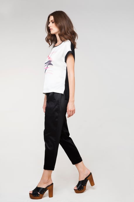 Tie Detail Trousers in Black