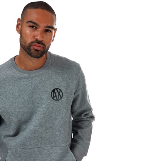 Men's Armani Exchange Placed Print Colourblock Sweatshirt in Grey