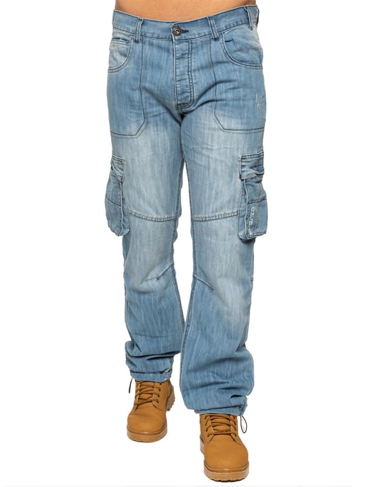 Enzo | Herren Combat Denim Jeans - Hellblau - Image 2