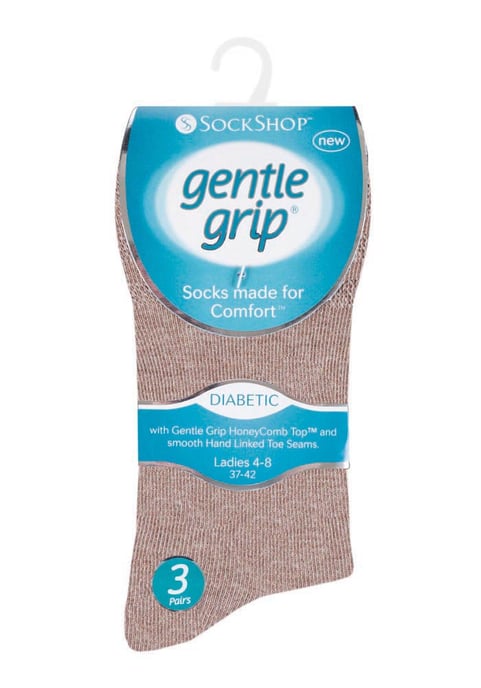 Gentle Grip - 6 Paar Damen Diabetiker-Socken mit Honigkamm-Oberteil und handgekettelten Zehennähten - Braun 39 - Image 2