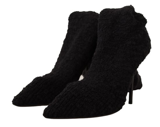 Dolce & Gabbana Women's Black Stretch Socks Knee High Booties Shoes