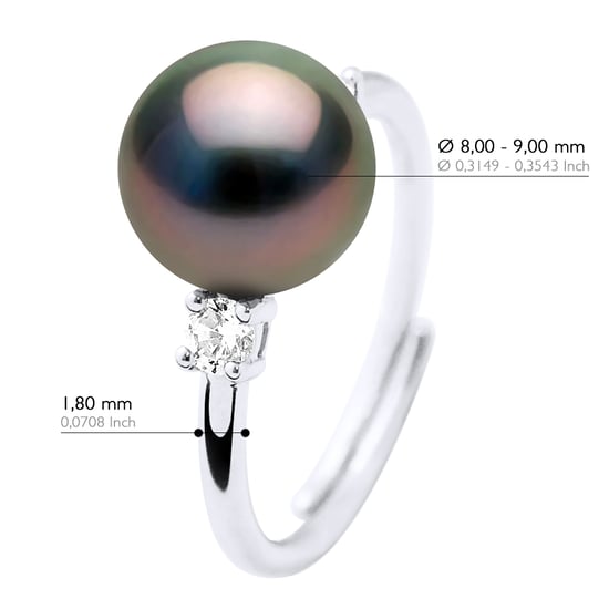 Ringschmuck - Echte Tahiti-Zuchtperle, rund 8-9 mm - Image 2