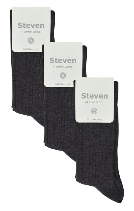3 Paar Damen Original Merinowollsocken | Steven | Atmungsaktive dicke warme Stiefelsocken - Dunkelgrau - Image 2