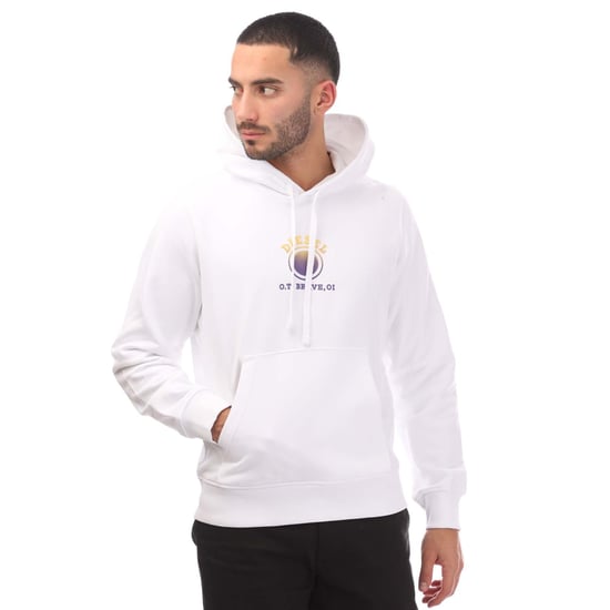 Diesel - Kapuzenpullover mit kleinem, verblasstem lilafarbenem Logo in Weiß - Image 1