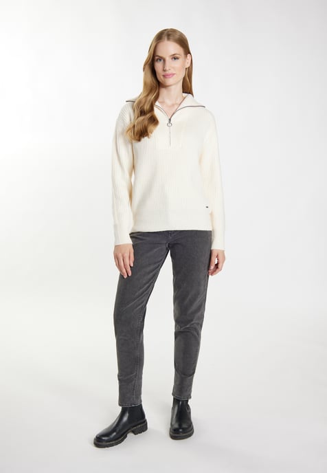 Dreimaster Strickpullover Damen Wollweiß - Image 2