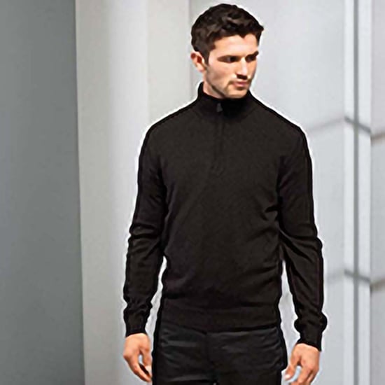 Premier Herren 1/4 Zip Strick Sweater (Schwarz) - Image 3