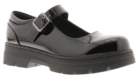 Platino Womens Shoes Work School Jenny Buckle black patent