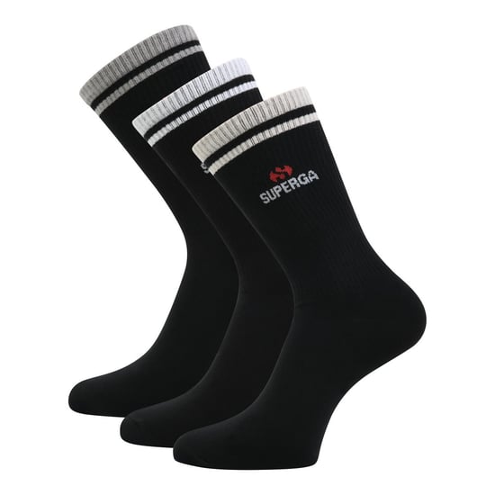 Superga Chaussettes unisexes adultes en tricot côtelé (paquet de 3) (Noir) - Image 1