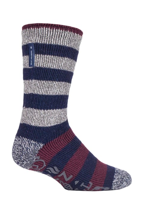 HEAT HOLDERS - Herren gestreifte Fleece gefütterte rutschfeste dicke Slipper Socken - Image 1