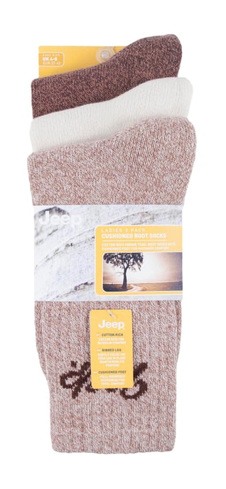 Womens Wandern Boot Socken | Jeep | Damen gerippt Outdoor gepolsterte Socken mit verstärkter Ferse und Spitze - Tan / Creme - Image 2