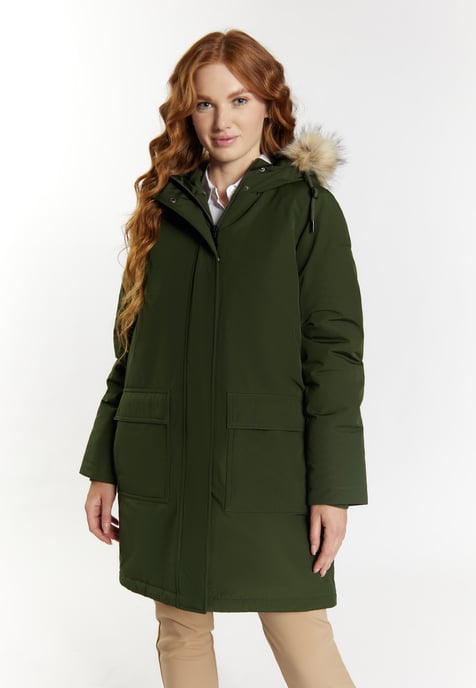 Dreimaster Winterparka mit Kunstfell Damen dunkelgrün - Image 3