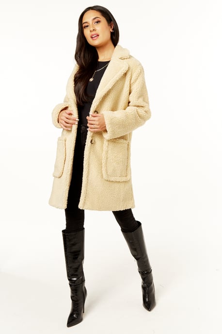 Faux Fur Longline Teddy Overcoat