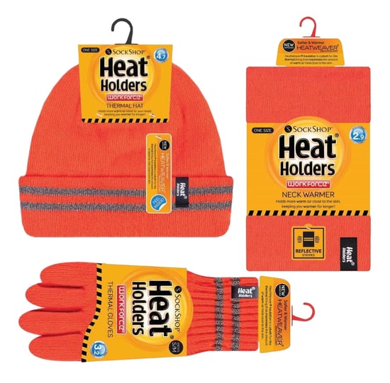 Hi Vis Mütze, Halswärmer & Handschuhe Set | Wärmehalter | Reflektierende Arbeitskleidung Set für extrem kaltes Wetter - Orange - Image 2