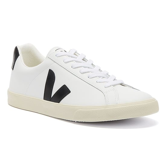 Veja Esplar Leder Womens Trainers - (Extra Weiß / Schwarz) - Image 2