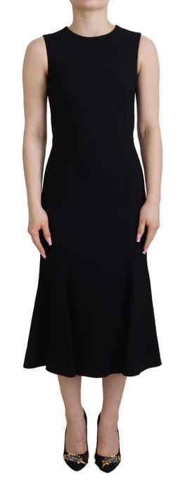 Dolce & Gabbana Schwarzes Damen Etuikleid mit Falten aus Viskose - Image 1