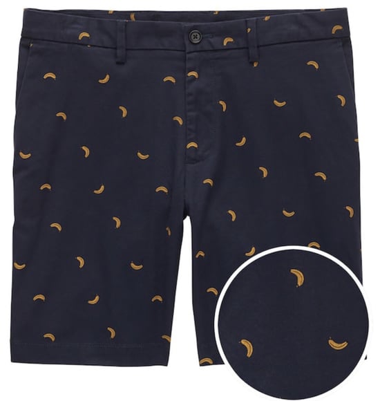 Banana Republic Men's Slim Stretch Cotton Aiden Shorts in Navy Banana Print