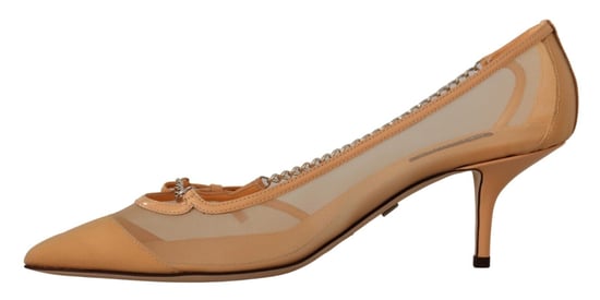 Dolce & Gabbana Damen Pumps aus Pfirsichfarbenem Mesh und Leder mit Kettenabsätzen - Image 5