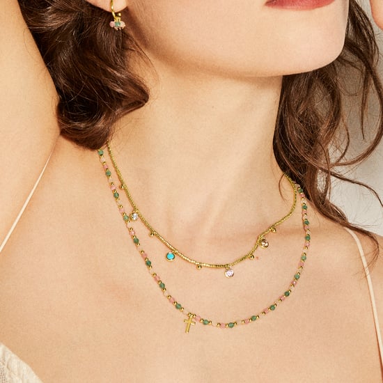 Luxenter Halskette aus 925er Sterlingsilber mit mehrfarbigem Kristall in 18K Gelbgold - Liwa - Image 3