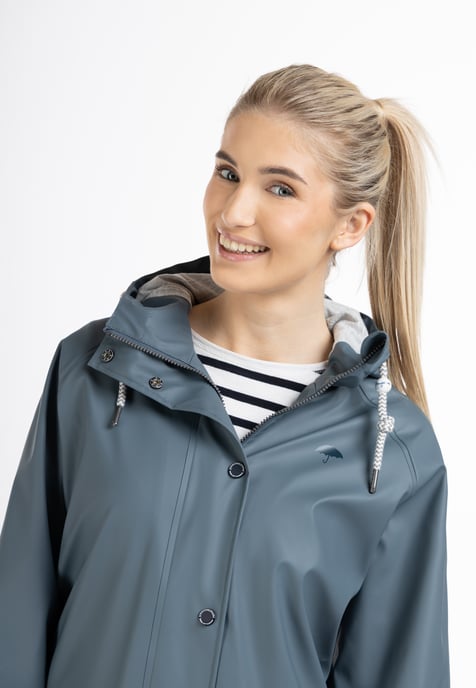 Schmuddelwedda Oversized Regenmantel Damen Blaugrau-271 - Image 4