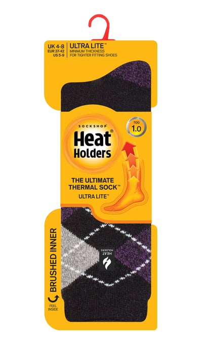 Heat Holders Damen Ultra Lite Thermal Brushed Inner Yarn Design Socken Schwarz/Lila (Valletta) - Image 2