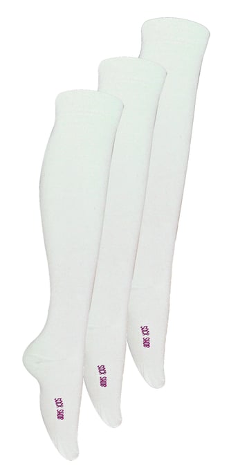 3 Paar Multipack Mädchen Kniestrümpfe aus Bambus | Sock Snob | Einfache lange Schulsocken für Kinder - weiß - Image 1