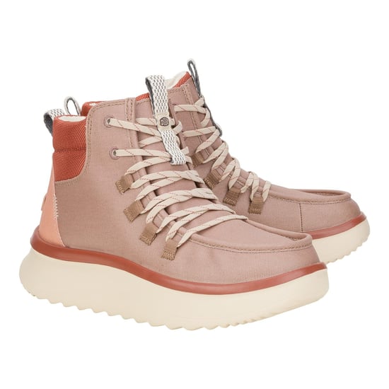 HEYDUDE Wendy Peak Apres PU beschichtetes Segeltuch Damen Wüste braun Stiefel - Image 1