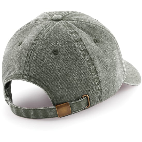 Beechfield Unisex Low Profile Vintage Denim-Look Cap (Vintage Olive)