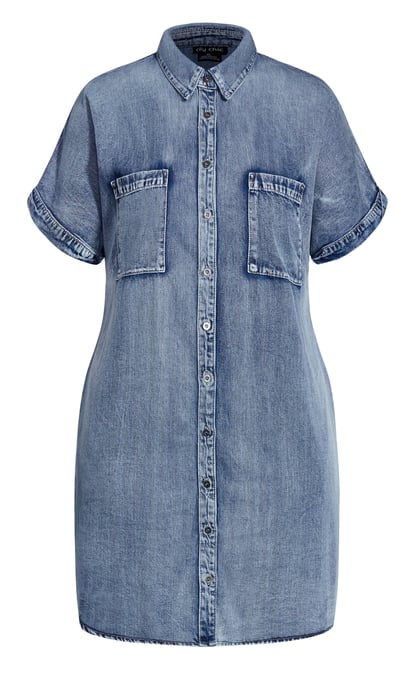 CITY CHIC Women's Denim Sleek Dress - mid denim