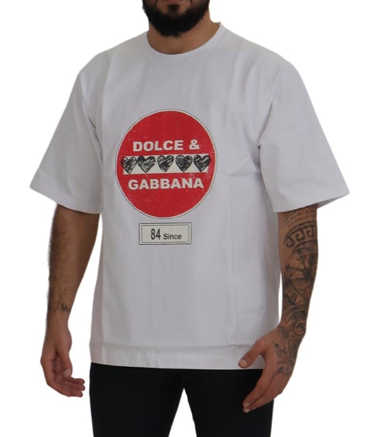 Dolce & Gabbana Weißes Amor Herz Baumwolle Rundhals T-Shirt für Herren - Image 5