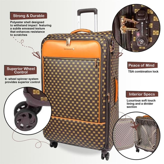 Brown extended travel bag, robust Softshell suitcase