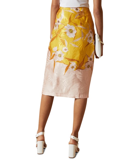 Ted Baker Hesper Cabana Printed Wrap Skirt, Yellow