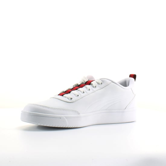 Puma Court Breaker Flag White Leather Mens Lace Up Trainers 366817 01