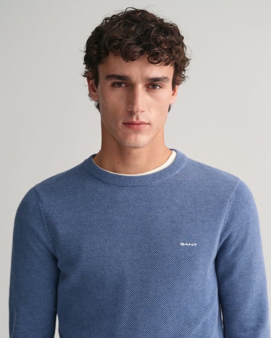 GANT Herren-Pullover aus Baumwoll-Piqué mit Rundhalsausschnitt - Image 2