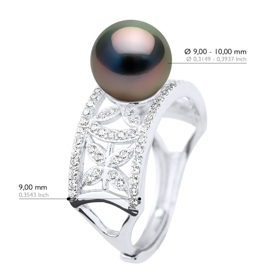 Ringschmuck - Echte Tahiti-Zuchtperle, rund 9-10 mm - Image 2